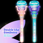 Light Up Princess Wands For Kids (Set Of 2) - Pink And Blue Fairy Wands With Spinning Leds, Batteries Included - Light Up Wand For Girls And Boys, Perfect Pretend Play Toys