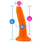 Blush Neo 6" Slim Realistic Dildo, Dual Density Soft Sensa Feel Penis - Suction Cup, Harness Compatible Anal, Vaginal, Pegging Play Lifelike Cock, Adult Sex Toy For Women, Men, Couples - (Neon Orange)