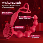 Vibrator Sex Toys Dildo For Men - Remote Control Rose Anal P Spot Prostate Massager With 10 * 10 Vibration & One-Click Burst, Anal Beads With Dual Motor Cock Ring Sex Toy For Solo Couple Play