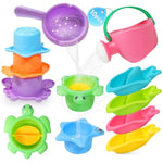 10Pcs Baby Bath Toys For Kids Ages 1-3 – Easy-To-Clean Bathtub & Pool Water Toys For Toddlers 1-3 And Babies 12-18 Months, With Floating Boats, Stacking Cups And Pouring Fun