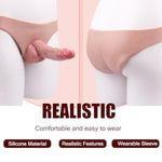 Realistic Male Penis Enlarge Girth Sleeve Pants,6.22" Long Dildo Male Silicone Penis Sheath Underwear,Men Harness Strap On Extender Reusable Condom Elastic Panties,Couples Bedroom Sex Toy