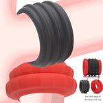 Double Penis Ring For Men - Red + Black Silicone Cock Ring For Harder Longer Stronger Erections - Erection Enhancing Sex Toy