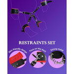 Restraint Sex Bondage Bdsm Kit, Adult Couples Sex Toys, Bondage Gear And Accessories With Leather Handcuff Ankle Collar Restraints Strap Set Foreplay Game For Women Men In Bedroom Sofa Kitchen