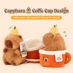 Coffee Cup Capybara Plush 9 Inch Cute Capibara Stuffed Animal Soft Plushies Toys Gifts For Kids Adults Brown