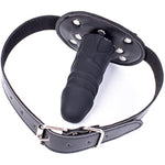 Sm Realistic Penis Gag Sex Bondage Mouth Gag With Adjustable Leather Strap For Couple Restraint Set (Length: 10Cm, Silver)
