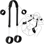 Bdsm Sex Bondage Restraints Kit- Neck To Legs/Ankle Thigh Wrist Cuffs Restraint Kit, Sm Games Adult Sex Toys With Handcuffs Doggy Swing Leg Straps Tie Set For Couples, Unisex, Black