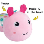 Infant Baby Musical Stuffed Animal Activity Soft Toys With Multi-Sensory Crinkle, Rattle And Textures, For Tummy Time Newborn 0-3-6-12 Months Girls, Caterpillar, Pink