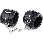 Women And Men Padded Black Leather Bondage Handcuffs And Ankle Cuffs Set, Bondage Restraints Toys Sex Wrist Cuffs And Ankle Cuffs For Sm Games, Bondage Kit Sm Cuffs For Sex Games (Color-1)