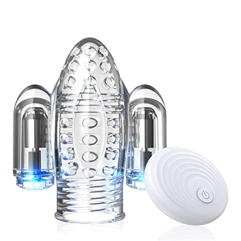 Male Masturbator Penis Vibrator With 10 Vibration Modes, Men Penis Sleeve Glans Vibrator, Male Masturbation Toys Adult Sex Toy For Man - Transparent