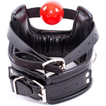 Bdsm Leather Restraint Collar With Mouth Ball Adjustable Choker Bondage Sex Gag Toys