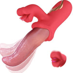 Tongue Vibrator Toys For Women Rose Sex Toy G Spot Vibrators Thrusting Dildos With 10 Licking & 10 Swing Vibration Modes Adult Rabbit Nipple Clit Stimulator Anal Toys For Female Couples Games