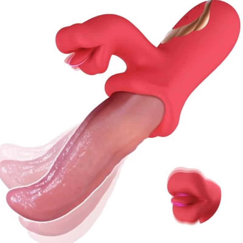 Tongue Vibrator Toys For Women Rose Sex Toy G Spot Vibrators Thrusting Dildos With 10 Licking & 10 Swing Vibration Modes Adult Rabbit Nipple Clit Stimulator Anal Toys For Female Couples Games