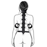 Luxury Bdsm Couples Flirting Restraint Set, Adjustable Bondage Back Cuffs From Neck To Wrist, Adult Sex Toys For Sm Games Play (Black-Buckle)