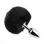 Small Anal Plug With Rabbit Bunny Tail, Sex Toys Butt Plug For Cosplay, Stainless Steel Anal Plug (Waterdrop Black)