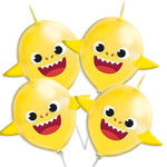 Baby Shark Balloon Activity Kit for Kids - DIY Yellow Ocean Party Craft Pack of 4 - 12"