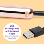 Glow Up Bullet Vibrator - 3 Inch Easy To Use Mini Bullet Massager - 10 Function Bullet Vibrator For Women - Rechargeable & Waterproof - Rose Gold