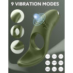Vibrating Cock Ring With App Remote Control, Silicone Penis Ring Vibrator With 9 Vibration Modes, Men Cock Ring Vibrator For Stronger Erection Stimulation, Adult Couple Sex Toys & Games (Green)