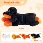 5 Pcs Dachshund Dog Plush Mommy Stuffed Animal With Baby Plush Sausage Dog Soft For Christmas Girls Birthday Xmas Bedtime Gift Chair Bolster Nursery Decor(Lying Dachshund)
