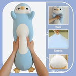 Penguin Plush, Long Penguin Plush Pillow Ultra Soft Huggable Stuffed Animal Body Pillow For Kids Adults (Light Blue, 60Cm/23.62In)