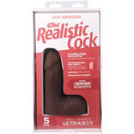 Doc Johnson The Realistic Dildo- 5 Inch ULTRASKYN with Removable Vac-U-Lock Suction Cup - F-Machine and Harness Compatible - for Adults Only, Chocolate