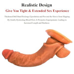 Realistic Silicone Cock Enlarger for Men - Reusable Penis Sleeve with Thickened Testicle Ring