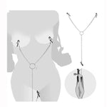 Pu Leather Three-Point Nipple Clamps Pussy Clamps With Chain Non-Piercing Set Body Jewelry, Adjustable Breast Clips Labia Clit Clamp Sex Harness Bondage Gear & Accessories