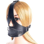 Sm Thicken Leather Head Harness Masks With Detachable Dildo Restraint Mouth Gag Masks Adult Sex Fetish Toys