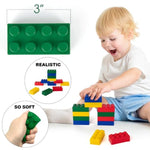 Building Block Stress Relief Toys For Kids, Set Of 12, Stacking Construction Foam Squeeze Toys In 4 Vibrant Colors, Birthday Party Favors, Goodie Bag Fillers Office Gifts Sensory Fidget