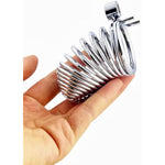 Male Chastity Device Screw Clasp Lightweight Cock Cage Device Premium Metal Silver Locked Cage Sex Toy For Men Removable Base Ring