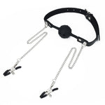 Gag Silicone Mouth Gag With Nipple Clamps Sex Flirting Sex Toys Adjustable Ball Gag Silicone Ball Gag With Air Holes Erotic Fetish Extreme Sex Toys For Couple Women