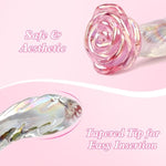 Anal Dildo Glass Rose Sex Toy - Butt Plug Rainbow Monster Dildo For Beginner, 7.2 Inch Small Glass Dildo As A Clitoral G Spot & Anal Sex Toys For Men Women & Couples Sexual Pleasure