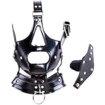 Leather Bondage With Detachable Silicone Dildo Mouth Gag Adjustable Head Harness Bdsm Fetish Slave Restraints For Men Women Couple