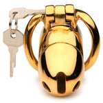 Midas 18K Gold-Plated Locking Chastity Cage For Men | Cum-Thru Tip, Two Ring Sizes & Dual Keys For Secure Fit & Style | Premium Stainless Steel Device