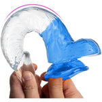 Realistic Jelly Dildo With Suction Cup, Transparent G-Spot Dildo For Female Vaginal Stimulator Male Prostate Massage (Translucent Semi Blue)