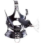Sm Leather Bondage Head Harness With Detachable Dildo Restraint Mouth Gag Masks Adult Sex Fetish Toys