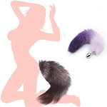 Butt Plug Fox Tail Cosplay Anal Plug Anal Butt Plug Adult Sex Toys For Beginner Women Men Couple (18" Purple-1)