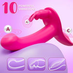 Strap On Dildo Harness Sex Toys, Double-Ended Strapless Strapon Rabbit Vibrator For Couples Lesbian Clitoris G Spot Anal Sex With 10 Vibration Modes, Remote Control Wearable Dildo Adult Sex Toys
