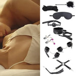 Sex Bondage Bdsm Kit Restraints, 10 Piece Bondage Restraints Set Fetish Bed Restraints Kits Handcuffs Flogger Rope Collar Blindfold Sm Adult Games For Women Men And Couples Sex Toys (Black)