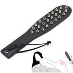 Sm Paddle With Spikes Rivets - Leather Spanking Paddle, Fetish Slave Bondage Paddle, Paddle For Spanking Adults, Bdsm Paddle Flogger Whip For Couples Extreme Sex Toys