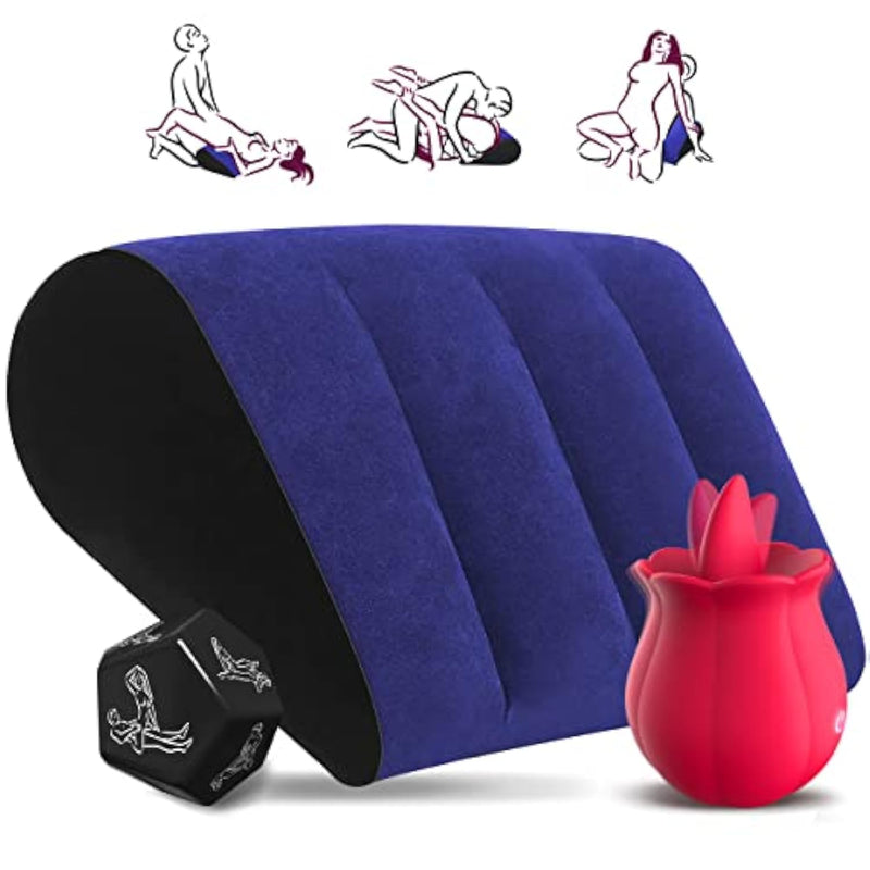 Sex Position Pillow Dice Game Rose Sex Toy Vibrator For Women - Inflatable Ramp Furniture Bedroom Sexual Games For Deeper Position Clitoral Stimulator Vibrating Rose Sex Toy Adult Sex Toys For Women