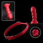 Silicone Mouth Gags Adjustable Depth Dildo Flower Shape Open Mouth Ball Gag With Adjustable Leather Strap Sm Restraints Fetish Sex Toys For Women Men (Red)