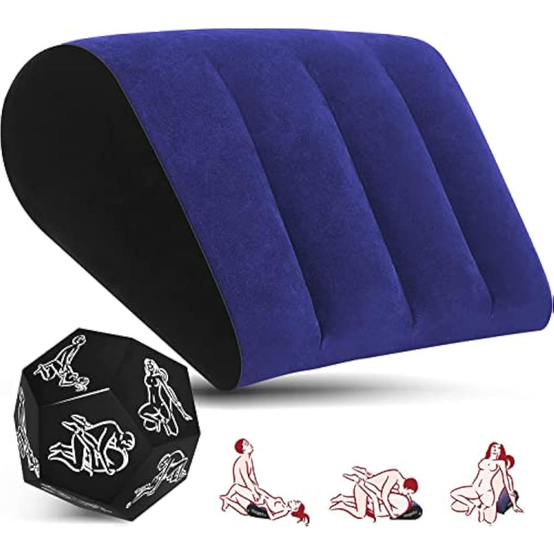 Sex Toys Pillow Position Cushion - Triangle Inflatable Ramp Sex Dice Sex Game Sex Furniture Couples Toy Positioning For Deeper Position Support Pillow Men Women For Couples (Blue)