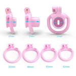 Male Cock Cage Chastity Device 3D Small Negative Chastity Devices Locked Cock Cage Inverted Chastity Cage Sex Toy Set With 4 Cock Rings (Pink, Long)