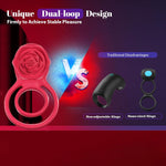 Vibrating Cock Ring with Rose Stimulator, 7 Vibration Modes for Couples' Pleasure