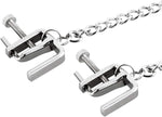 Adjustable Metal Nipple Clamps with Chain – Flat-Head Clips for Sensory Play