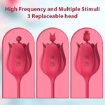 3-in-1 Rose Clitoral Vibrator – G-Spot Dildo with 10 Thrusting & 10 Pulse Modes