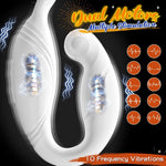 Rotating Prostate Massager with Dual Cock Rings – Remote Control Anal Vibrator for Men