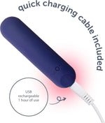 Rechargeable Mini Bullet Vibrator – Waterproof, Body-Safe Silicone, 10 Vibration Modes
