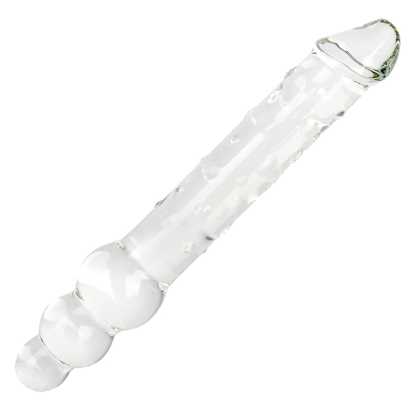 11 Inch Double Ended Dildo, Crystal Glass Double Dong Pleasure Wand Massage Dildo Realistic Penis For Vaginal G-Spot Anal Sex Toy For Women Lesbian