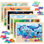 6 Pack Wooden Vehicle Puzzles For Kids Age 3 4 5 Year Old, 60 Pcs Montessori Toddler Animals Jigsaw Puzzles For Girl Boy Activities Preschool Learning Birthday Gift Travel Autistic Toy